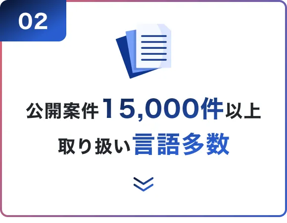 公開案件15,000件以上取り扱い言語多数